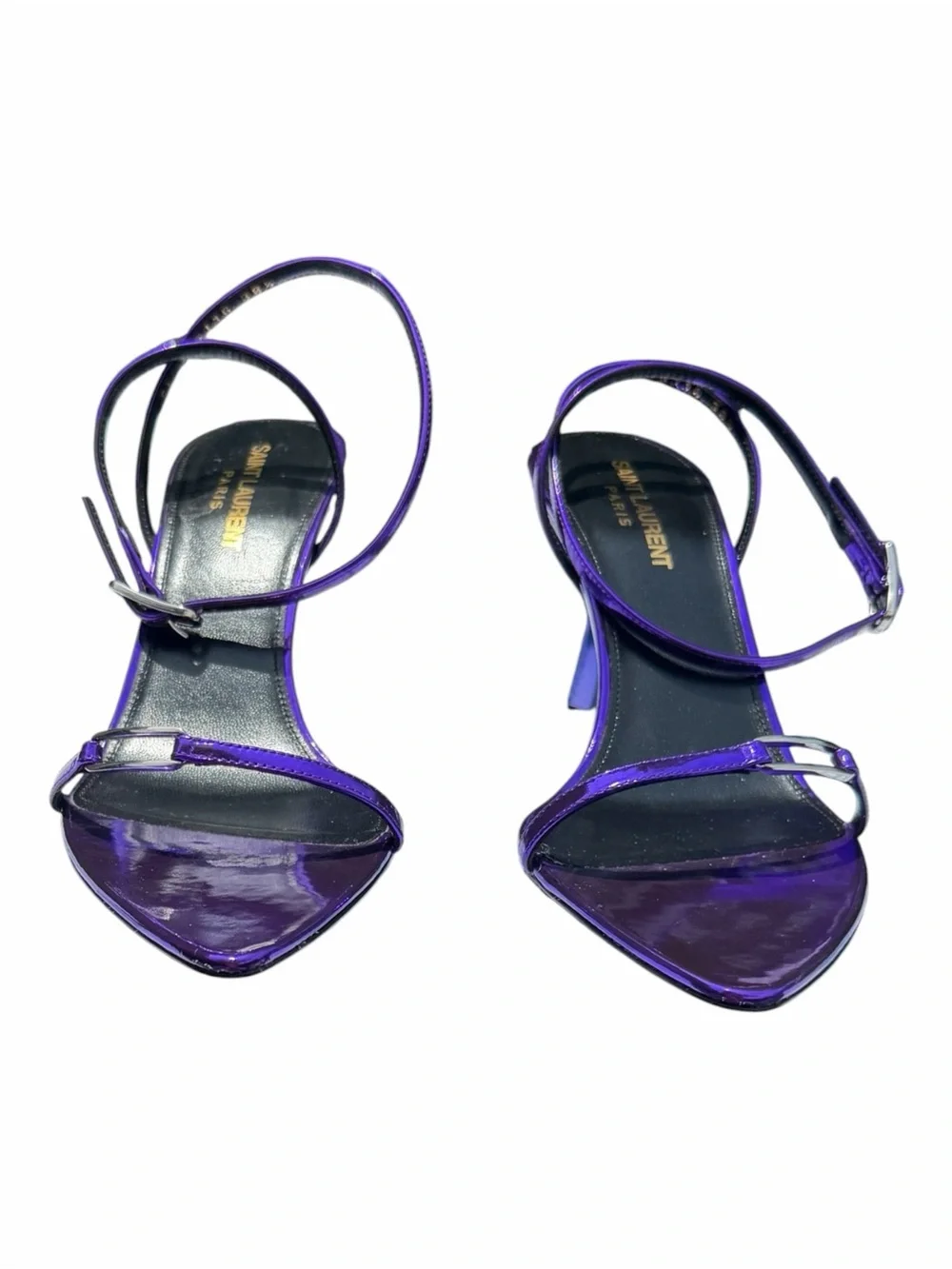 Saint Laurent Kitty 75 Metallic Plum Violet Sandals Heels 38.5 NIB - Picture 14 of 14